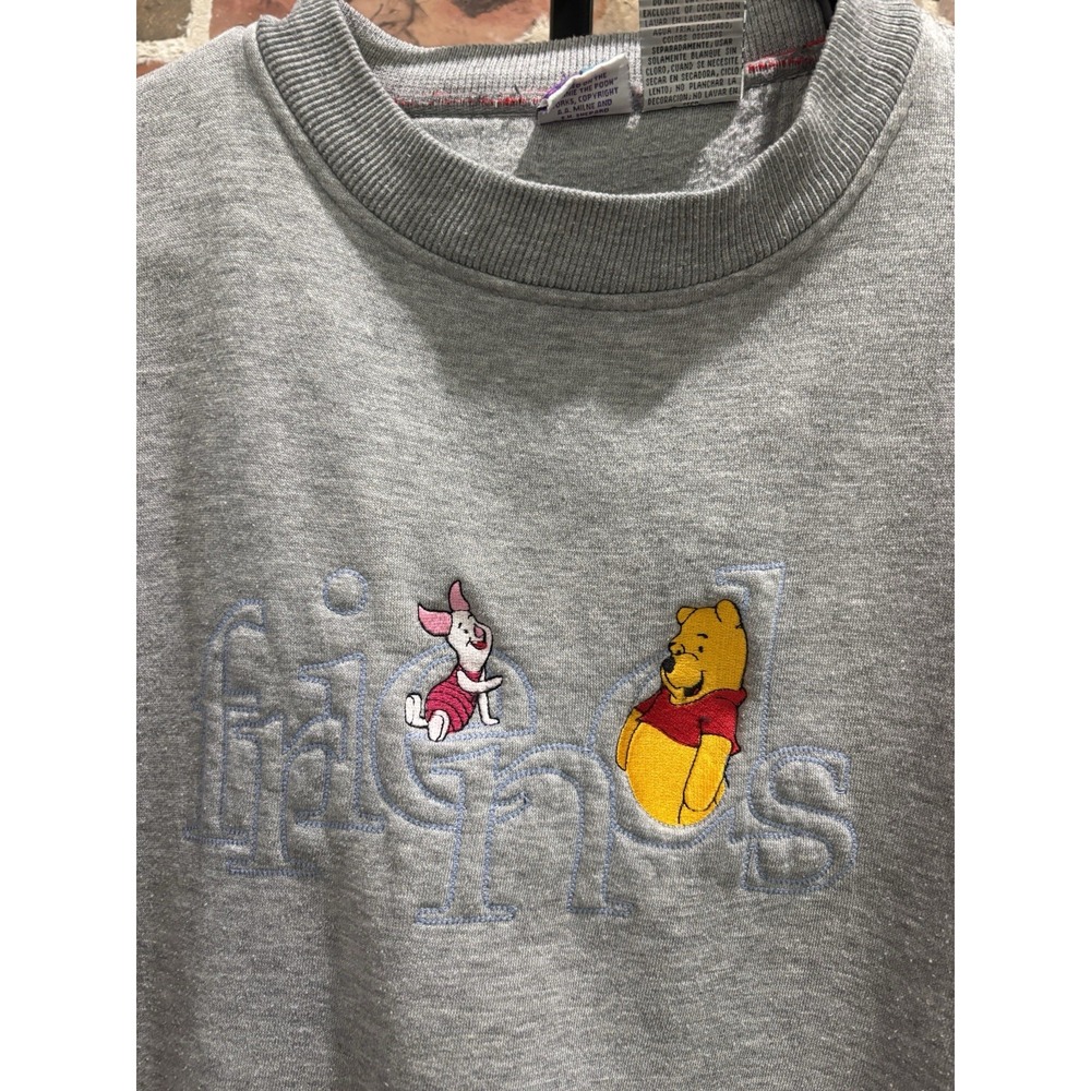 Vintage 90s Winnie The Pooh Embroidered Gray Pullover Sweatshirt Size XL, Piglet